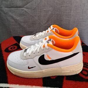 %SIZE 7Y YOUTH WOMANS 8.5 NIKE AIR FORCE 1 SHOES LV8 WHITE ORANGE / A22
